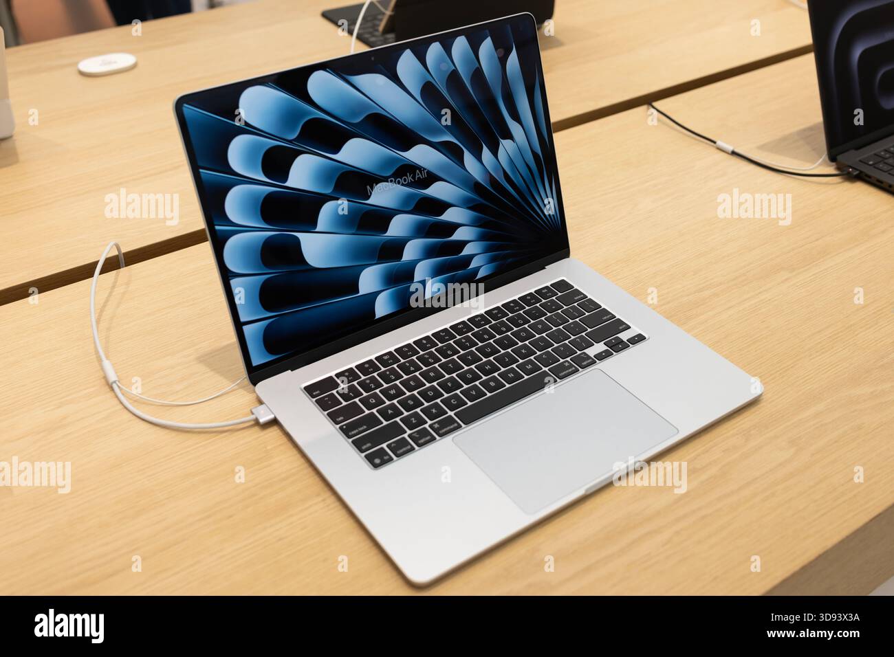 Indianapolis - November 22, 2025: Apple MacBook Air Laptop computer at an Apple Store. The Apple MacBook Air is lighter and more portable than a MacBo Stock Photo