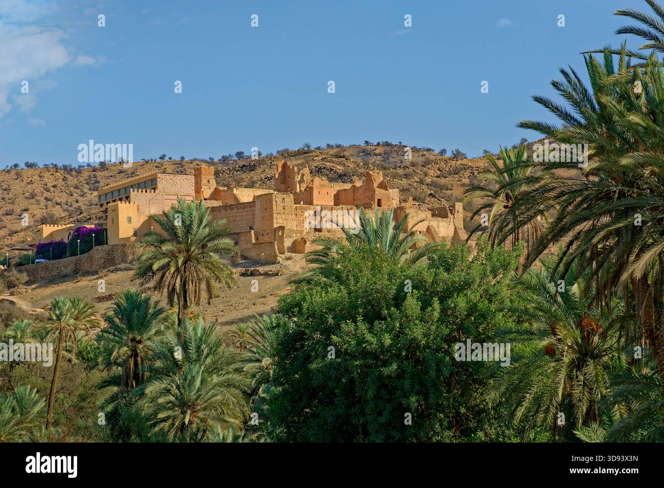 The old Tiout Kasbah at Tiout Oasis, near Agadir in Souss-Massa Province Morocco. Stock Photo