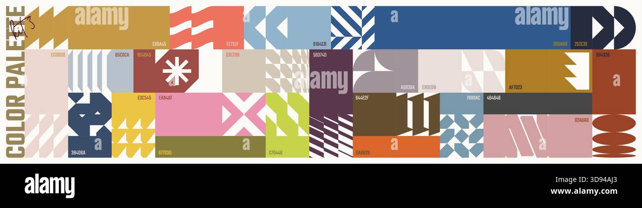 Combined Colour Code Colour palette set, trendy different combined colors with codes, vector ...
