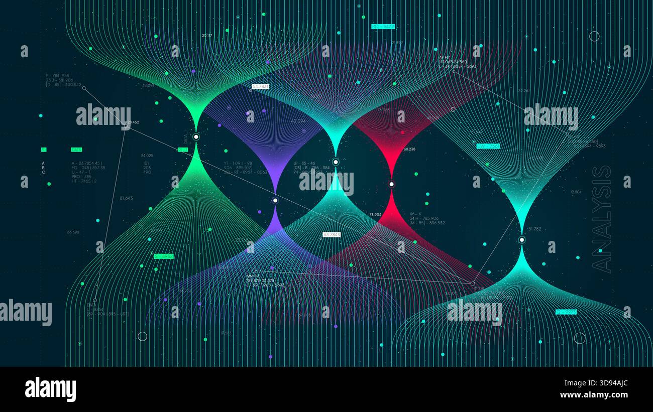 Cloud data computing and neural network, Big data visualization information flow sorting and analysis, cluster database processing by computer algorit Stock Vector