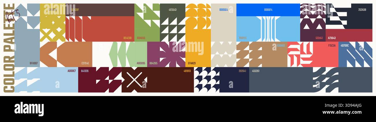 Combined Colour Code Colour palette set, trendy different combined colors with codes, vector ...