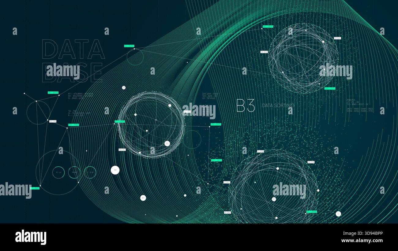 Information flow sorting and analysis, Neural network big data flow visualization, Futuristic technology artificial intelligence digital grid, Process Stock Vector