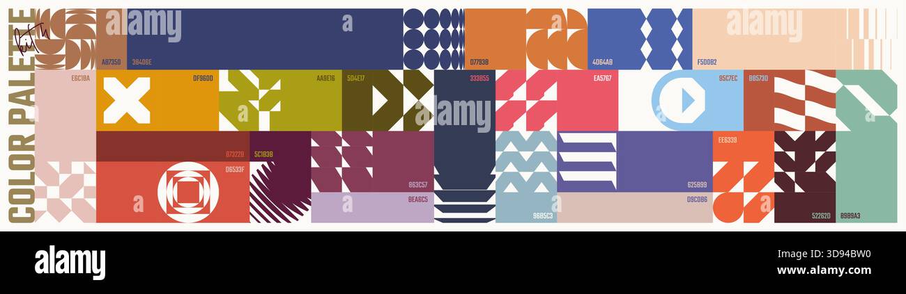 Combined Colour Code Colour palette set, trendy different combined colors with codes, vector ...
