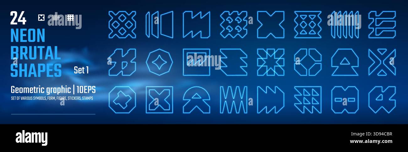 Glowing neon geometric shapes outline Stock Vector Images - Alamy
