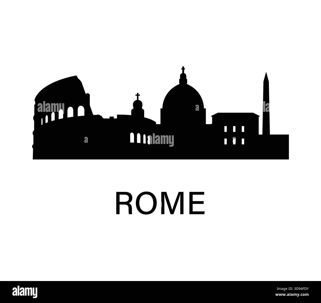 Rome skyline silhouette with Colosseum and St. Peter’s Basilica in ...