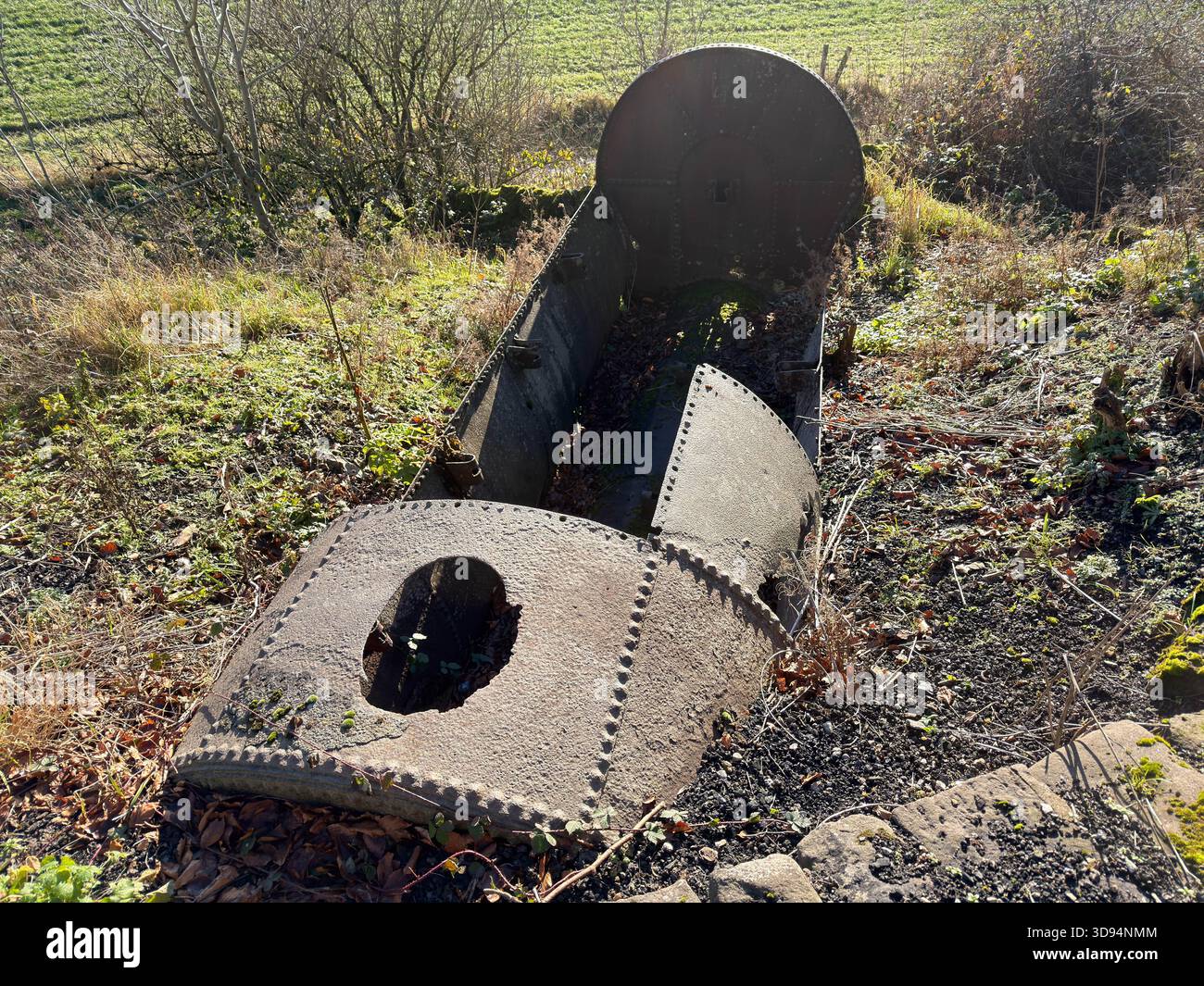 Middleton Top Steam Engine Winding House and Hopton Wood Derelict Boiller House on the High Peak Trail.Derbyshire.England.UK - Smartphone Captured Stock Image