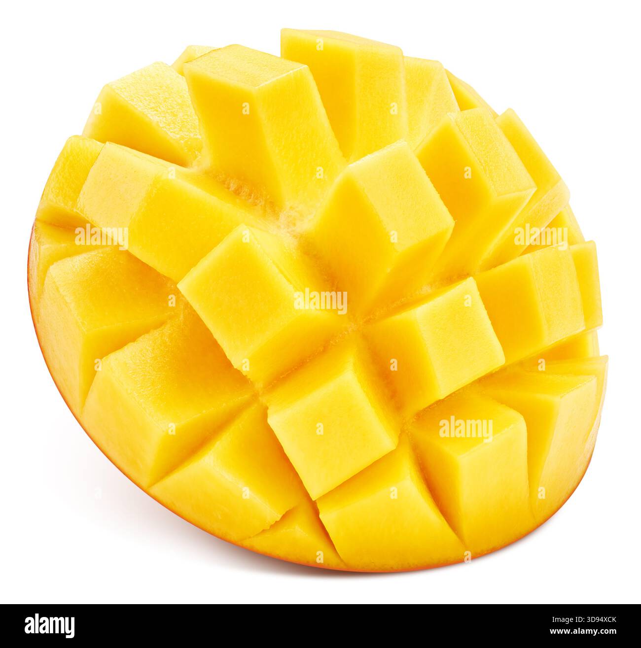 Sliced mango fruit isolated on white background. Mango clipping path Stock Photo