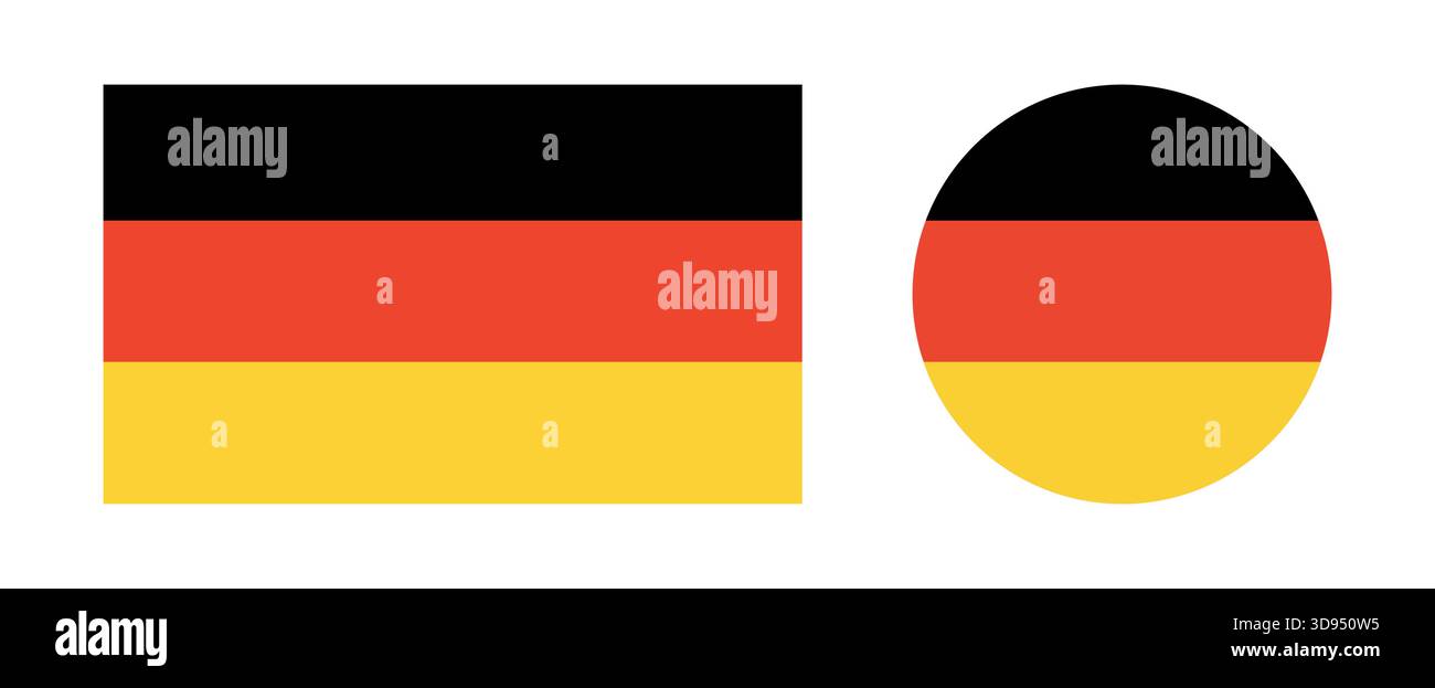 Flag of Germany. National flag of Germany circle, rectangle icons ...