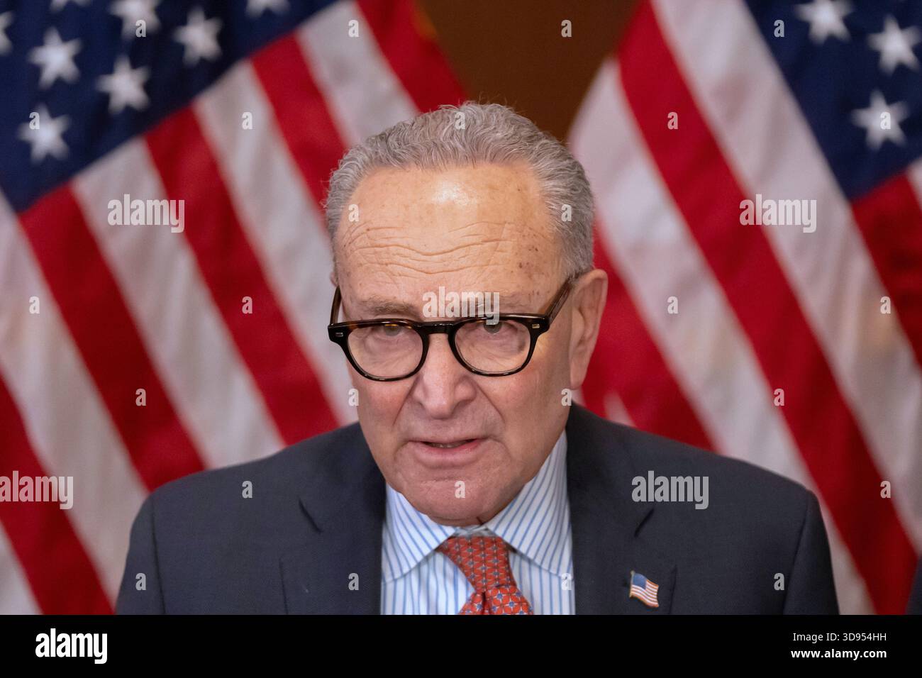 Senate Minority Leader Chuck Schumer, of N.Y., speaks to reporters on ...