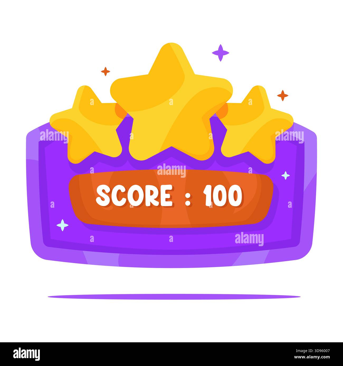 Three-star badge icon for completed level, achievement reward, or ...