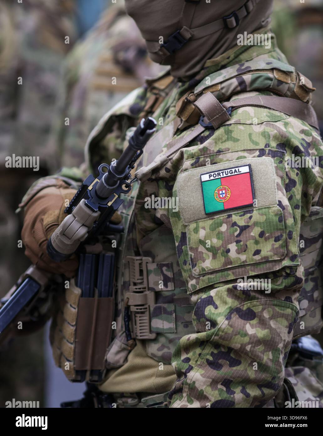 Bucharest, Romania - December 1, 2025: Portuguese soldiers preparing to attend the Romanian National Day military parade. Stock Photo