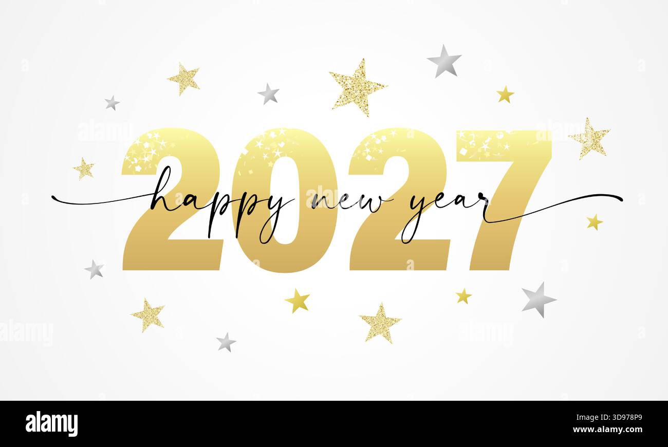 Happy new year 2027 golden lettering banner design. Creative vector ...