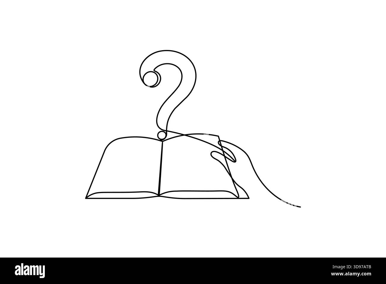 Question mark continuous line minimalist symbol on white background ...