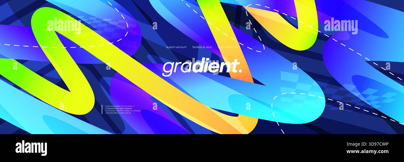 Abstract and Dynamic Background with Colorful Gradient Lines and Dotted Lines Stock Vector