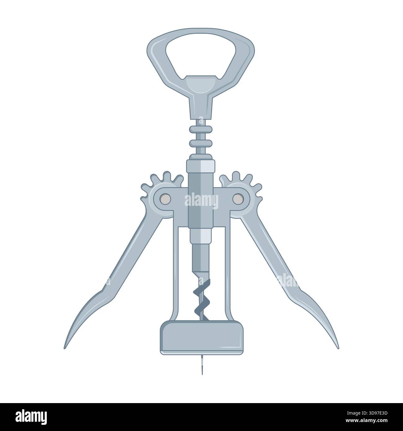 Corkscrew Wine Opener in flat style on white background Stock Vector