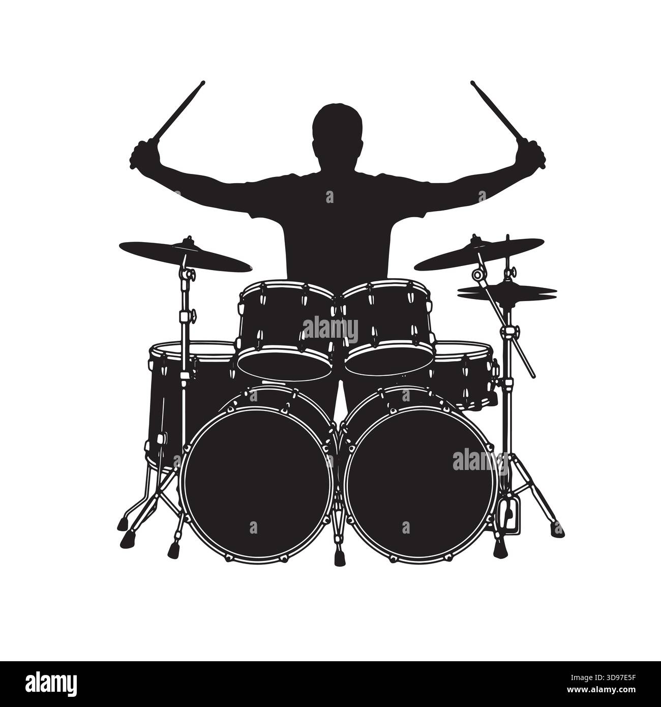 Cartoon illustration colorful drum sticks Black and White Stock Photos ...