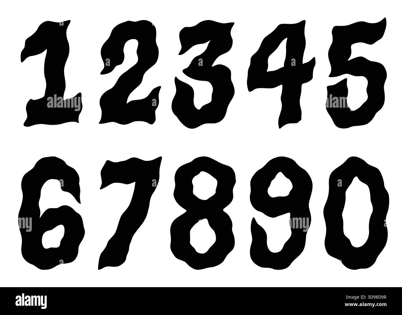 Set of spooky numbers collection. Hand drawn numbers vector ...