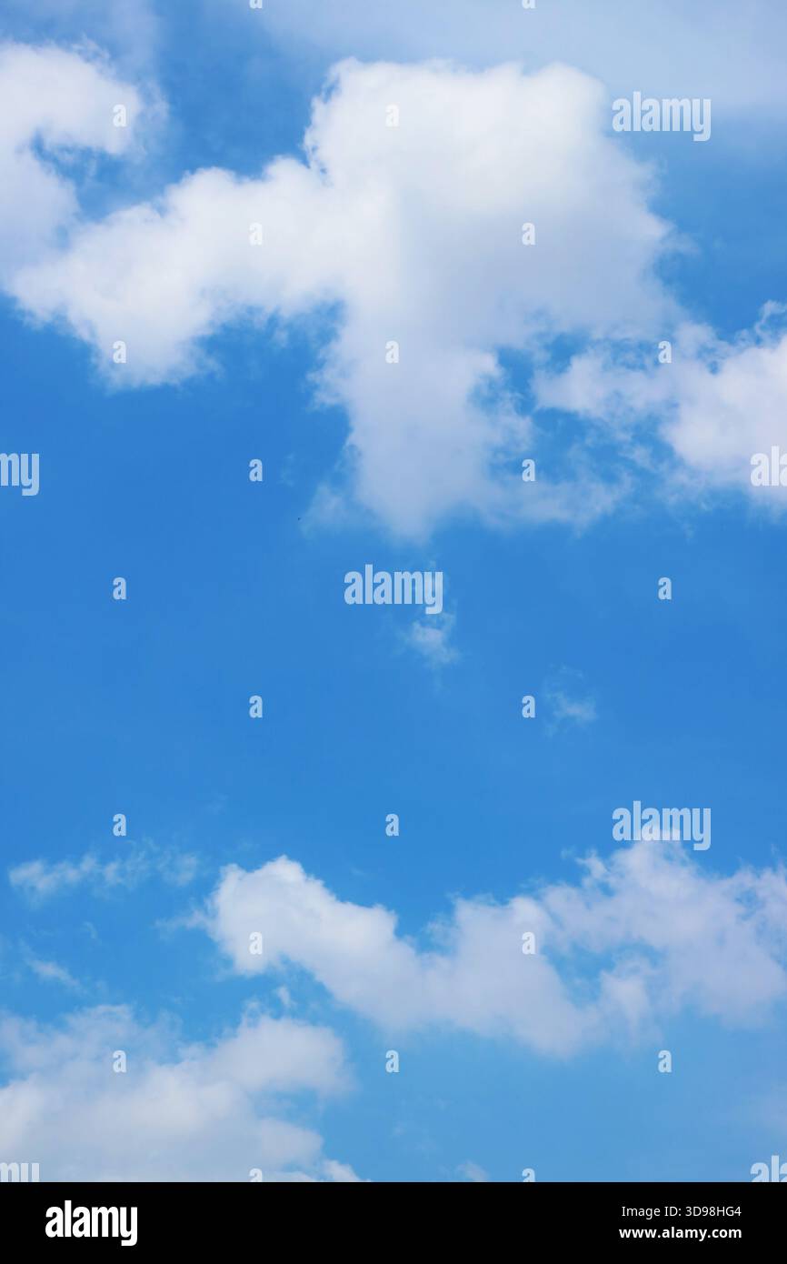 White Cotton Clouds Floating Bright Blue Sky Stock Photo