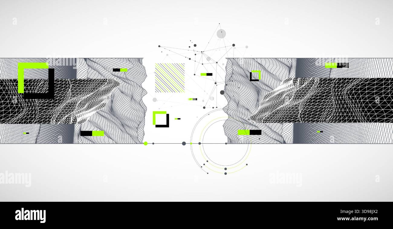 Abstract art wireframe background. Modern science or technology art elements. Surface illustration. Vector. Stock Vector