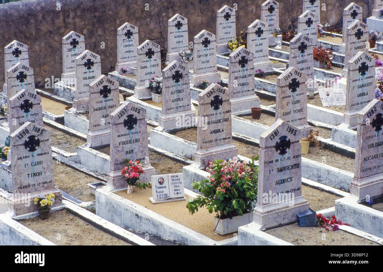 Portugal, a cemetery on the outskirts of Lisbon containing the fallen soldiers from various colonial areas of Portugal, such as Brazil, Cape Verde, Mo Stock Photo