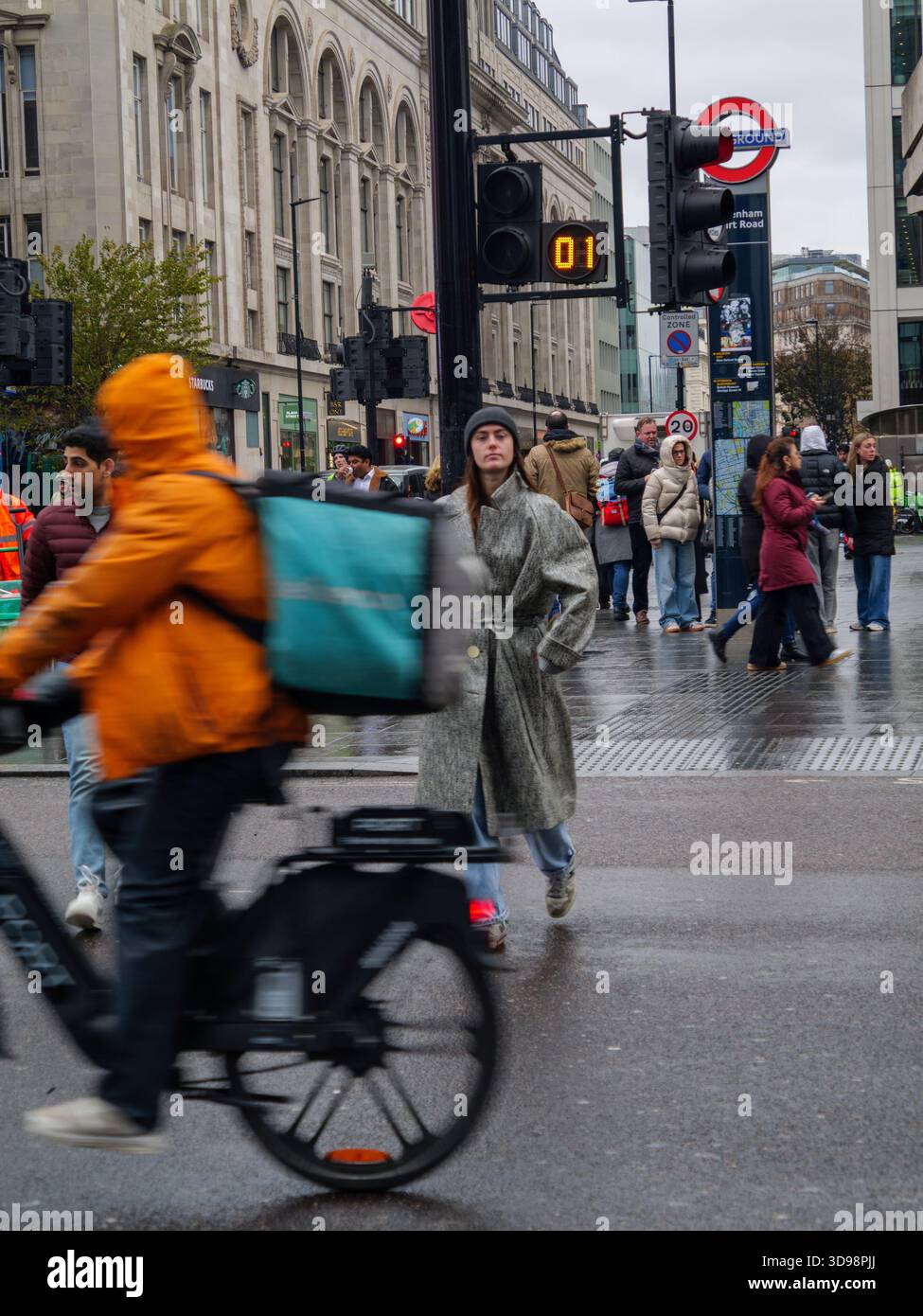 Deliveroo Food Delivery Rider Jumping The Traffic Lights On E Bike As