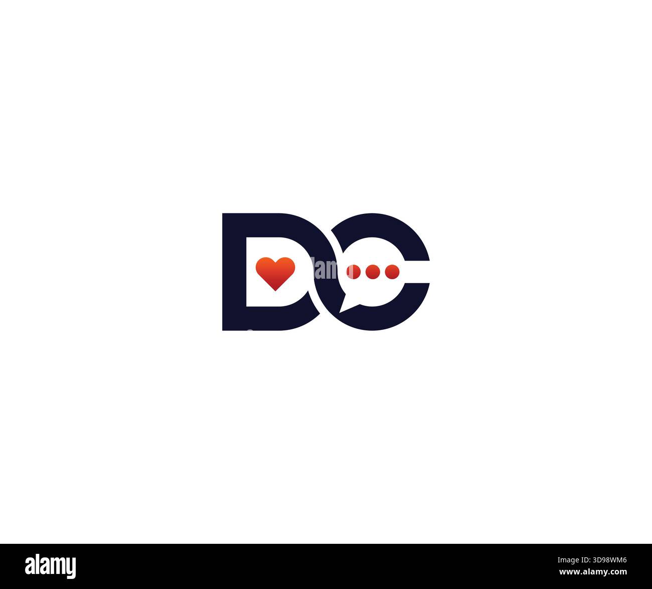 Minimal D C Love Talk Logo Design Stock Vector