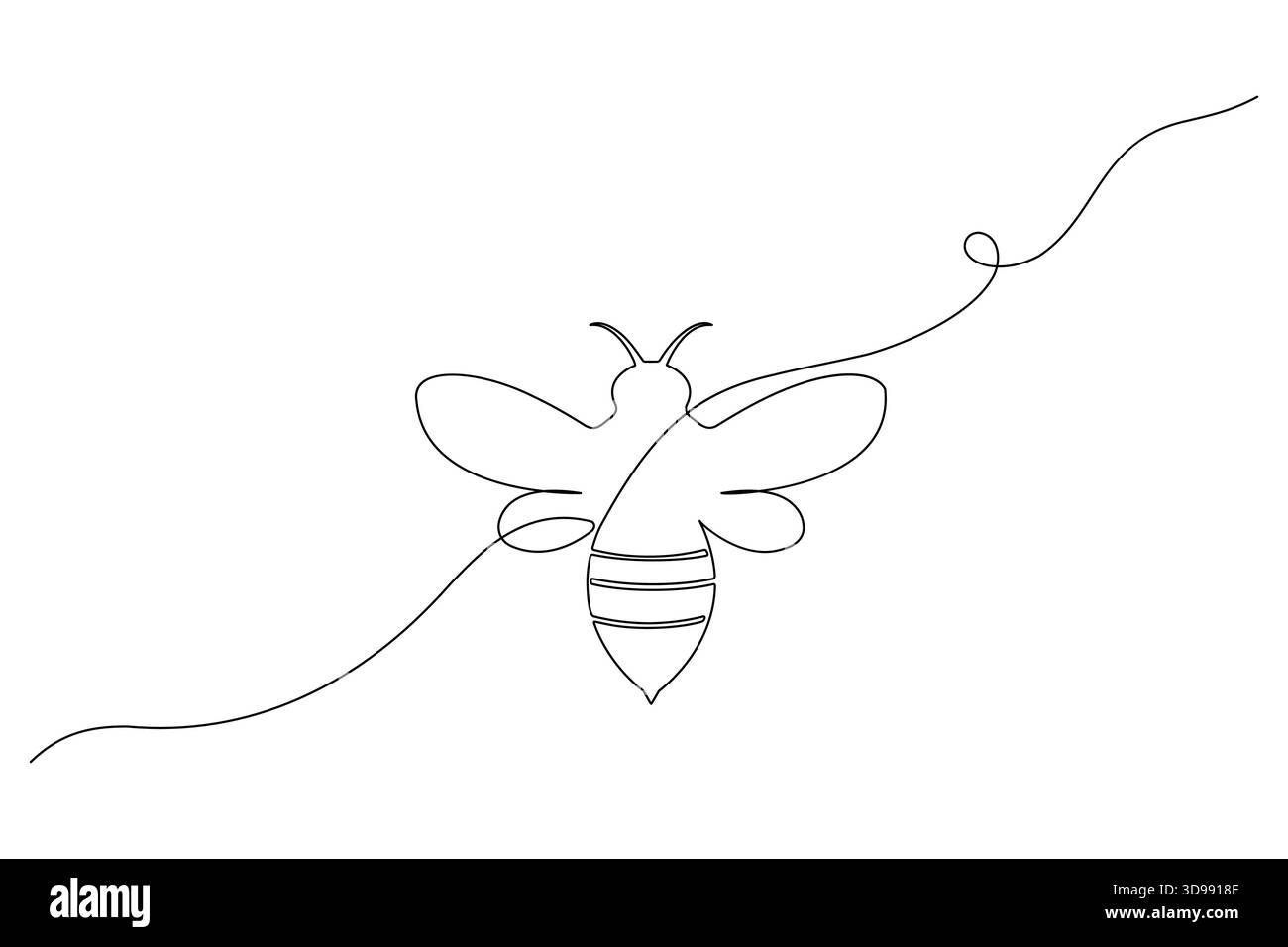 Bee continuous one line drawing in minimalist outline style Stock Vector