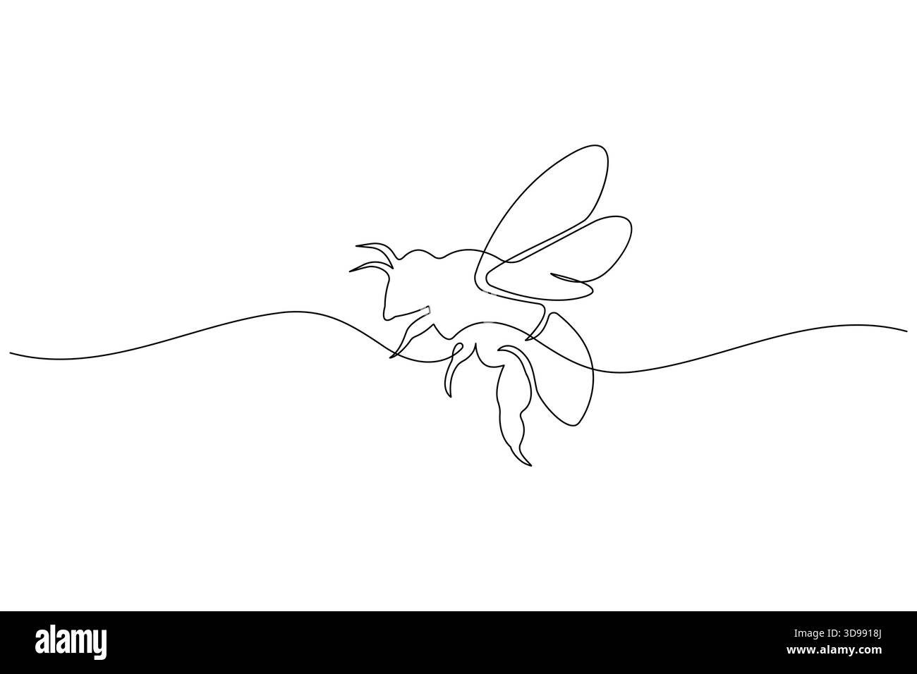 Bee continuous one line drawing in minimalist outline style Stock Vector