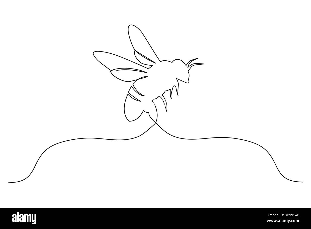 Bee continuous one line drawing in minimalist outline style Stock Vector