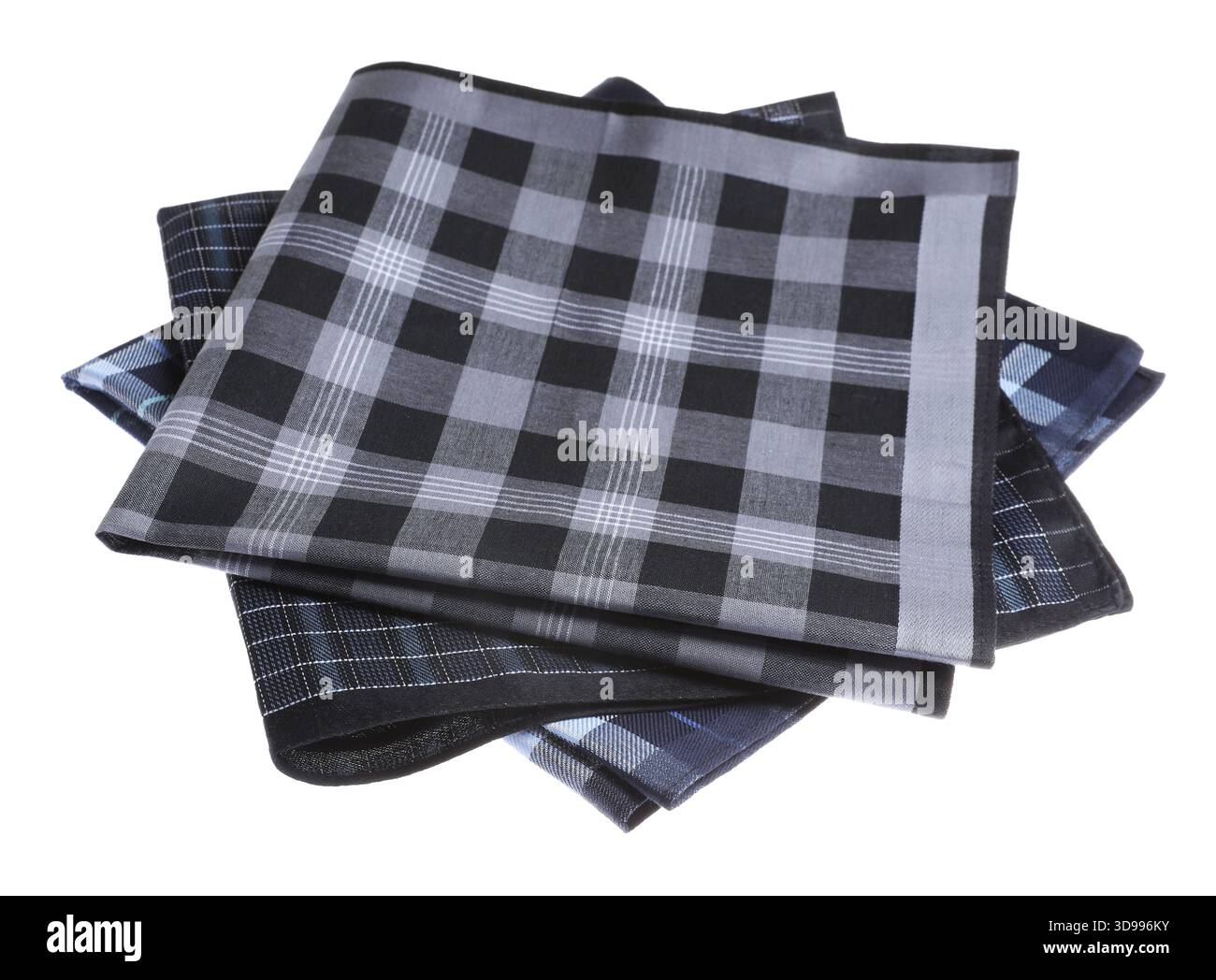 Three different stylish handkerchiefs isolated on white Stock Photo