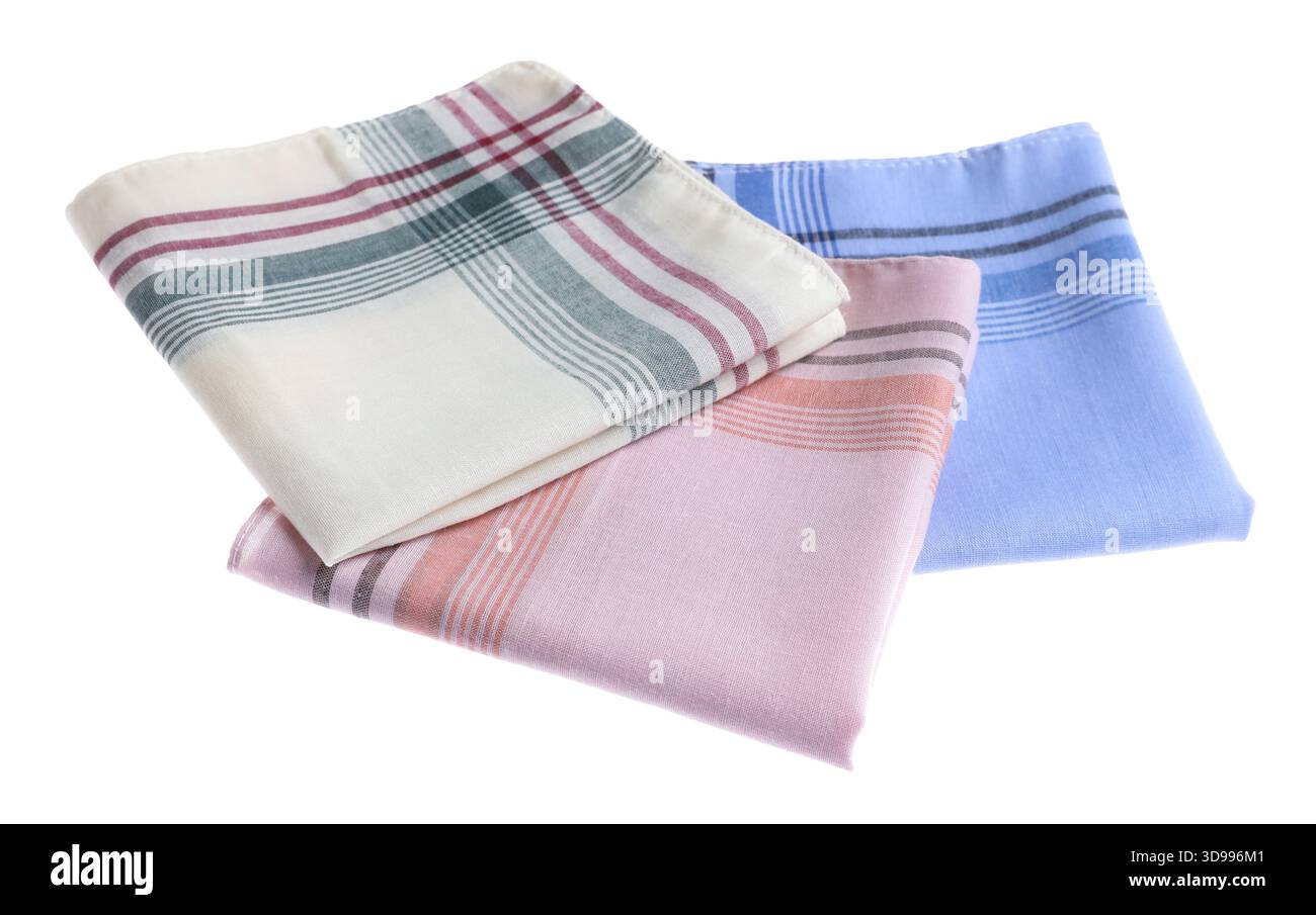 Different handkerchiefs isolated on white. Stylish accessory Stock Photo