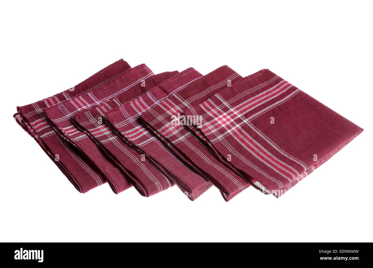 Folded handkerchiefs isolated on white. Stylish accessory Stock Photo