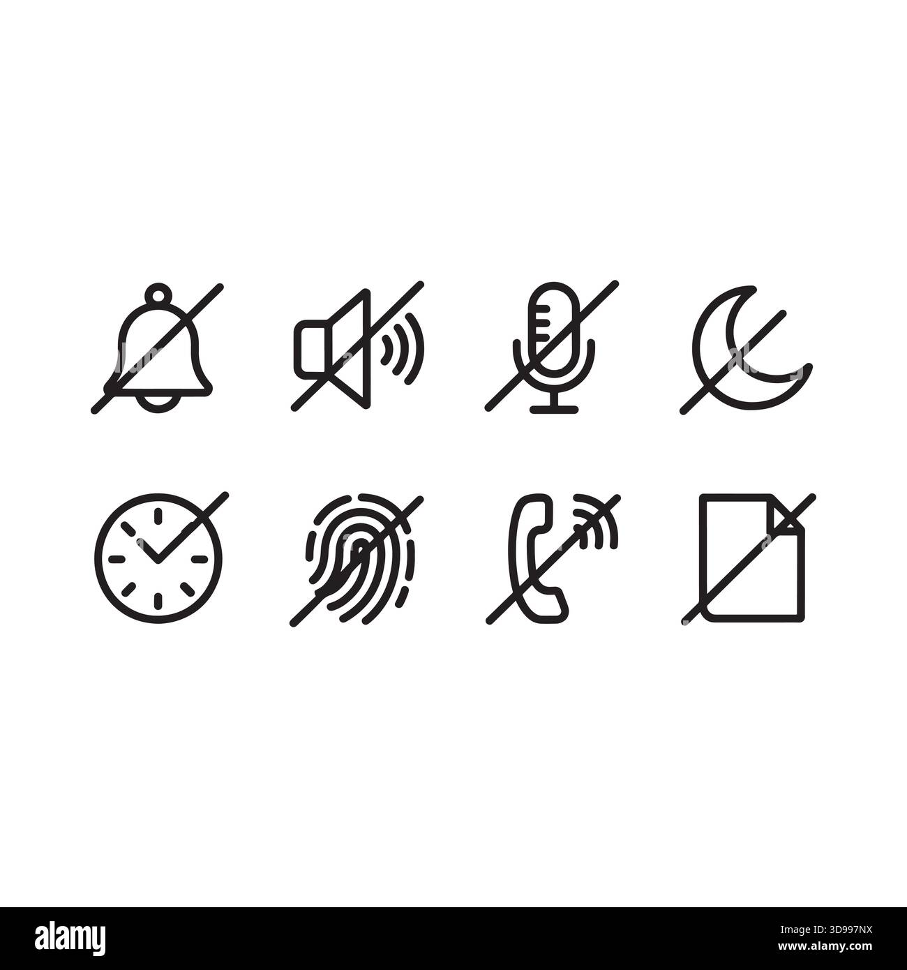 Collection of eight essential digital interface icons including ...