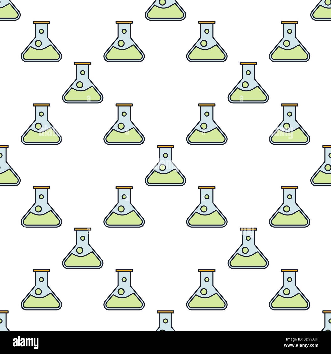 Chemical Flask vector Chemistry concept colored seamless pattern Stock Vector