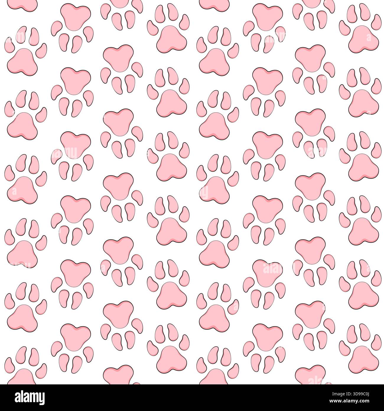 Seamless pattern with print animal paw. Colored vector background. Stock Vector