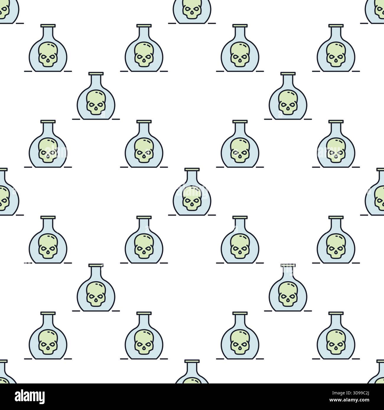 Flask with Skull vector Education concept colored seamless pattern Stock Vector