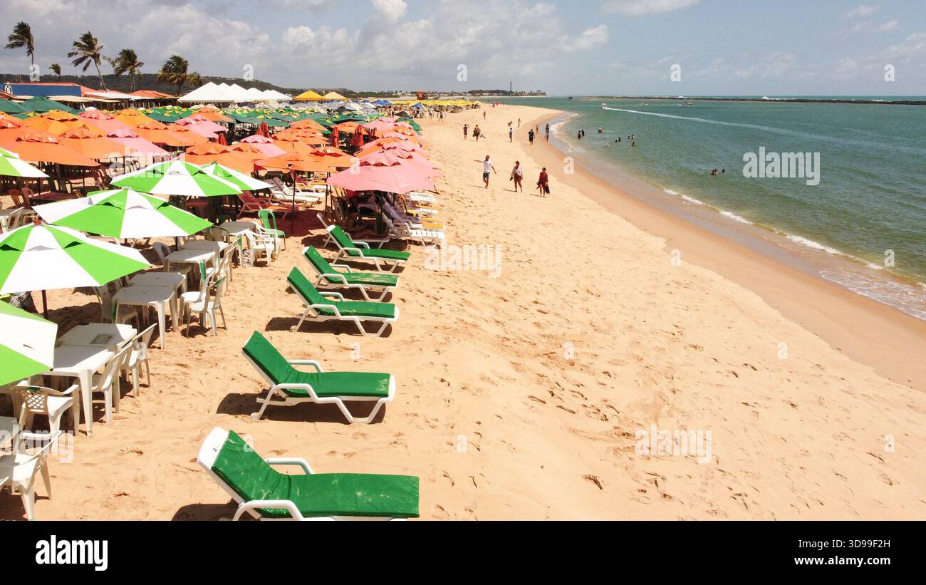 Gunga Beach, in the municipality of Roteiro, Alagoas State, located 50 ...