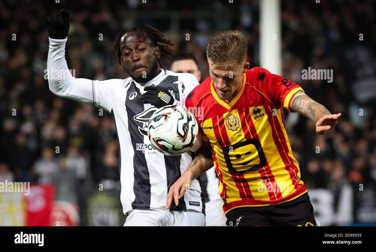 Charleroi's Parfait Guiagon and Mechelen's Fredrik Hammar fight for the ...