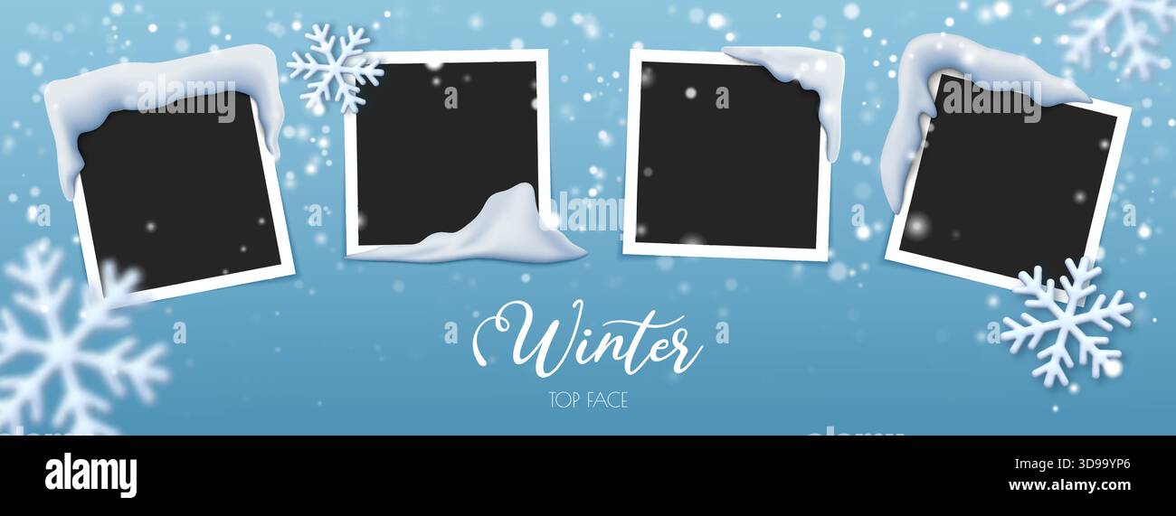 Winter Snow Photo Frame Banner Stock Vector