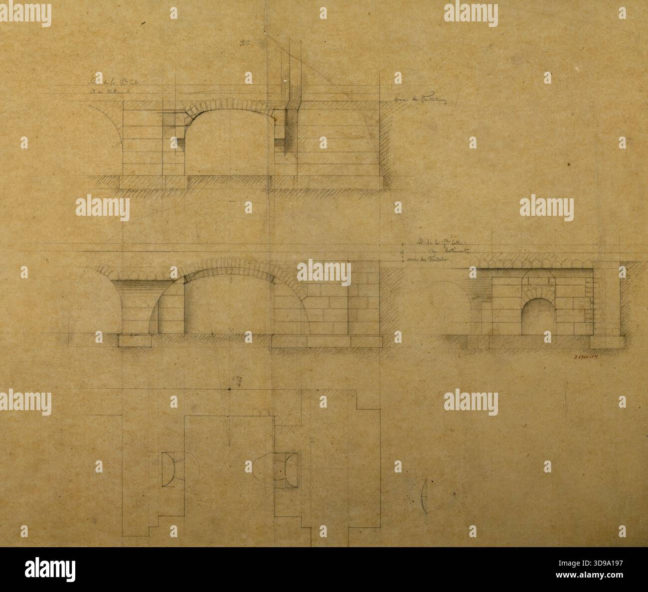 Project for the Palais de l'Industrie: sections and plan of the cellar ...