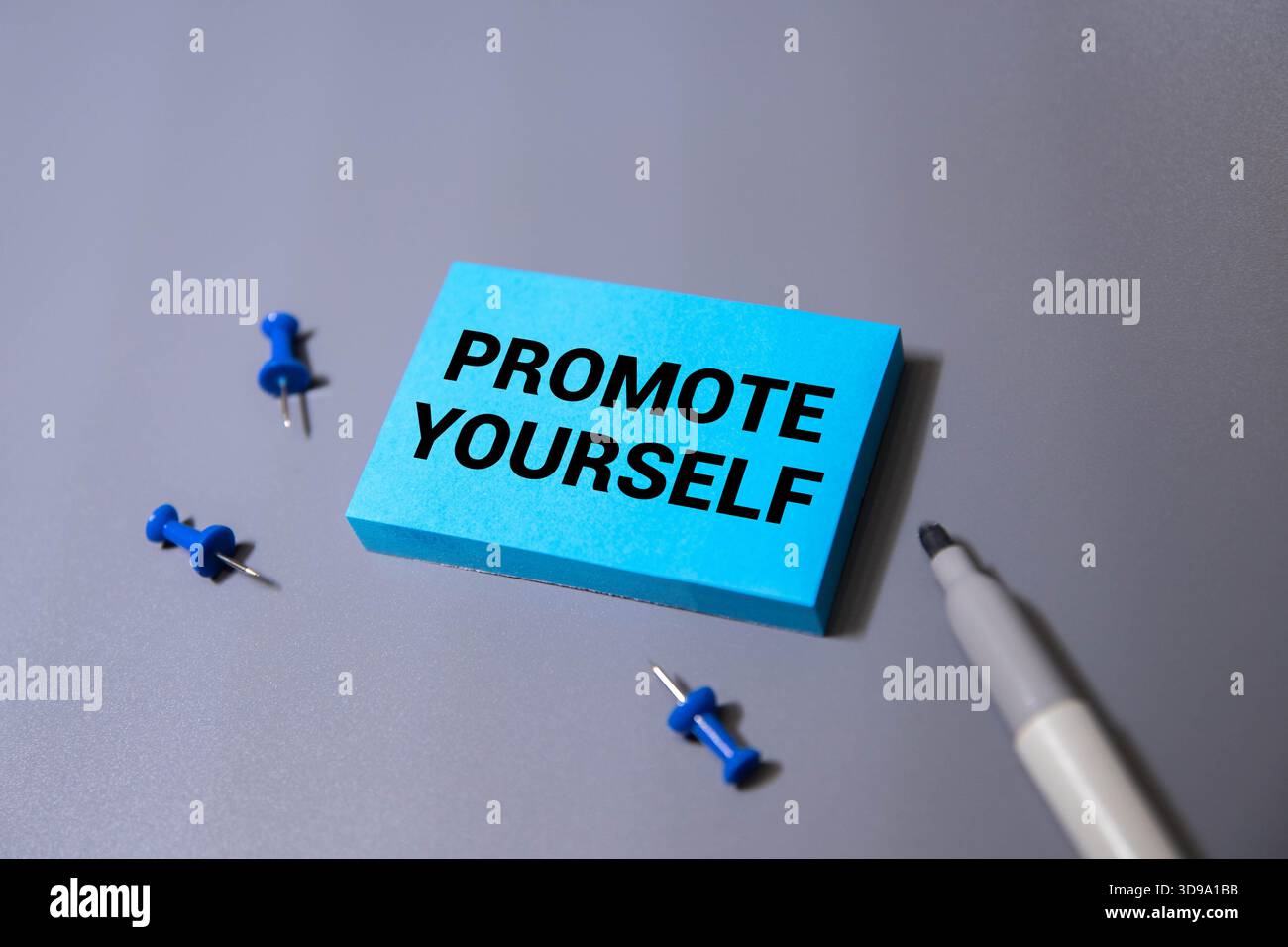 PROMOTE YOURSELF text written on a notebook with chart. Stock Photo