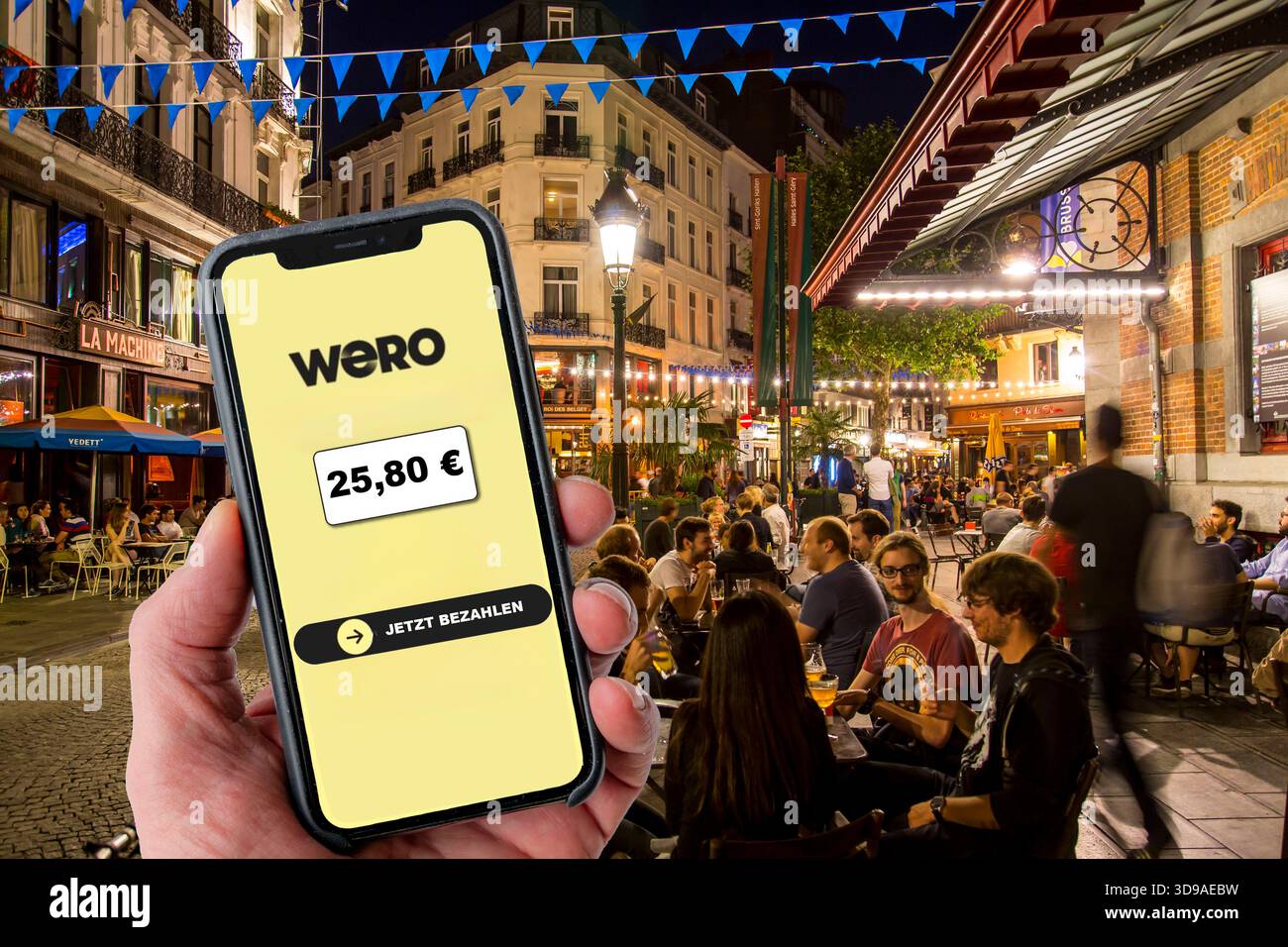 Symbolic image, photomontage, for the European WERO payment service. Currently, it is only possible to send money directly to another person or receiv Stock Photo