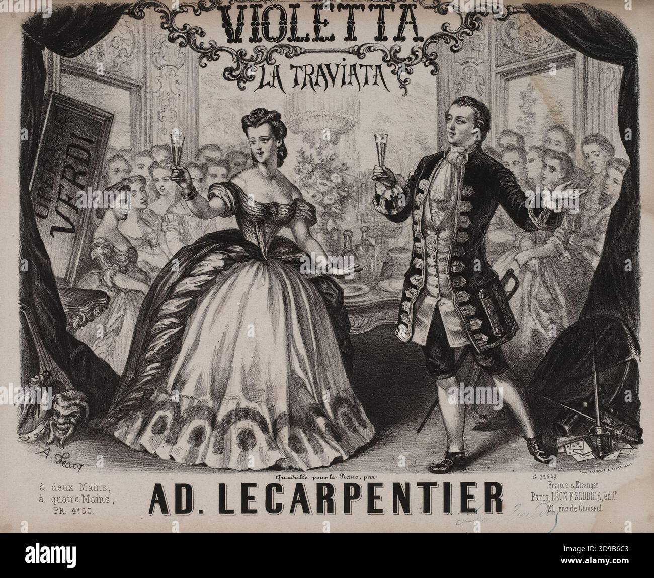 Violetta / La Traviata / Quadrille for piano, by / Ad