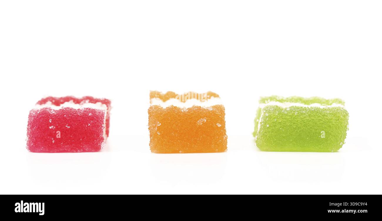 Three colorful marmelade isolated on white background Stock Photo