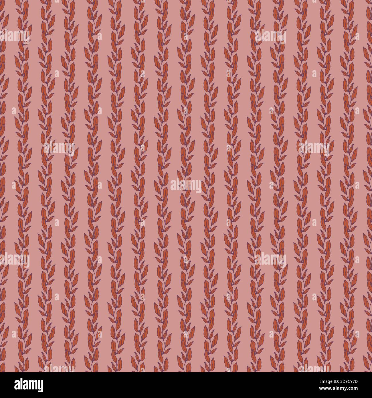 Vertical Leaf Stripes Seamless Pattern Stock Vector