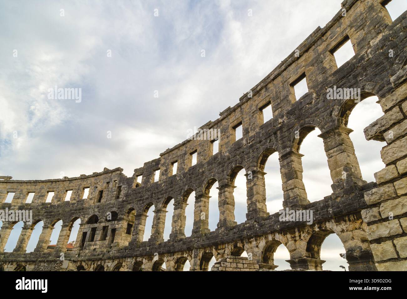 Architecture details of the Roman amphitheatre in Pula, Croatia, an ...