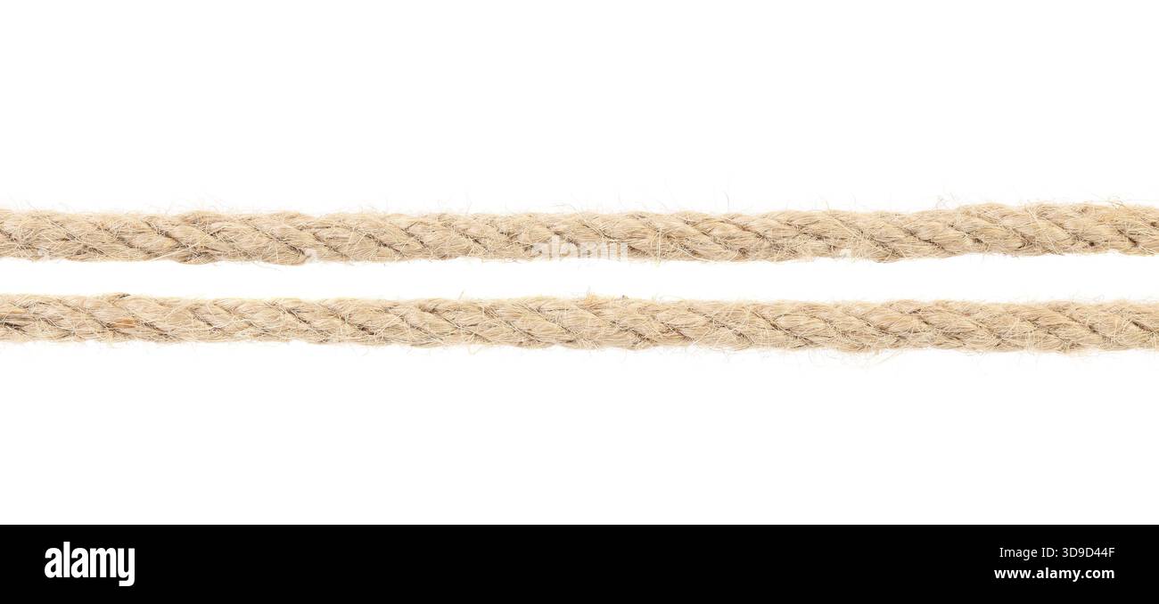 Two parallel ropes on white background with clipping path Stock Photo