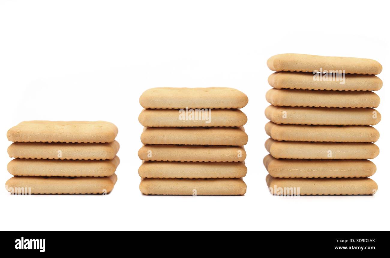 Stakes saltine soda cracker. Isolated on white Stock Photo