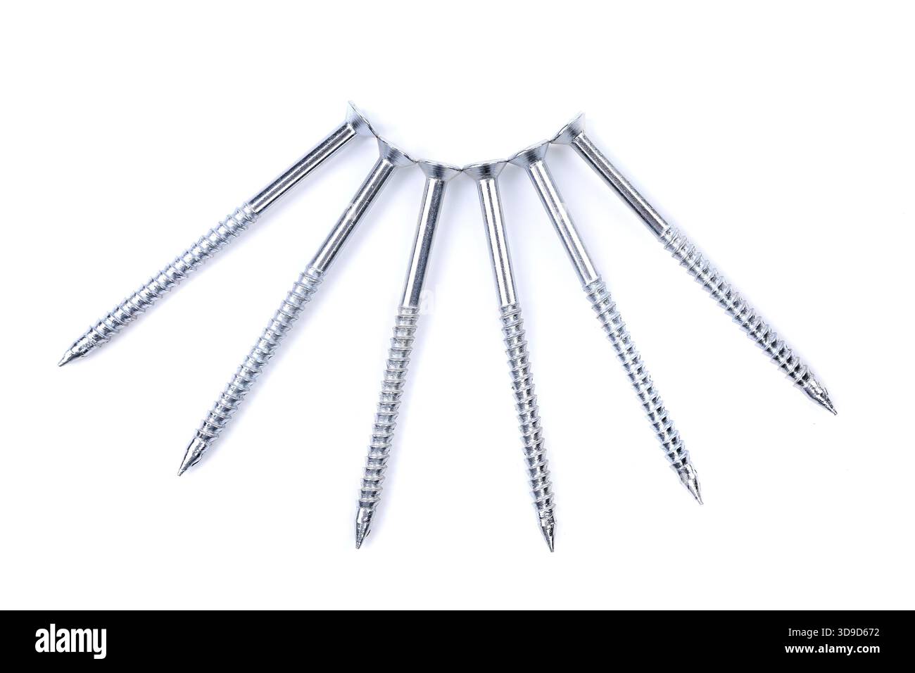 Six screws semicircle on a white background Stock Photo