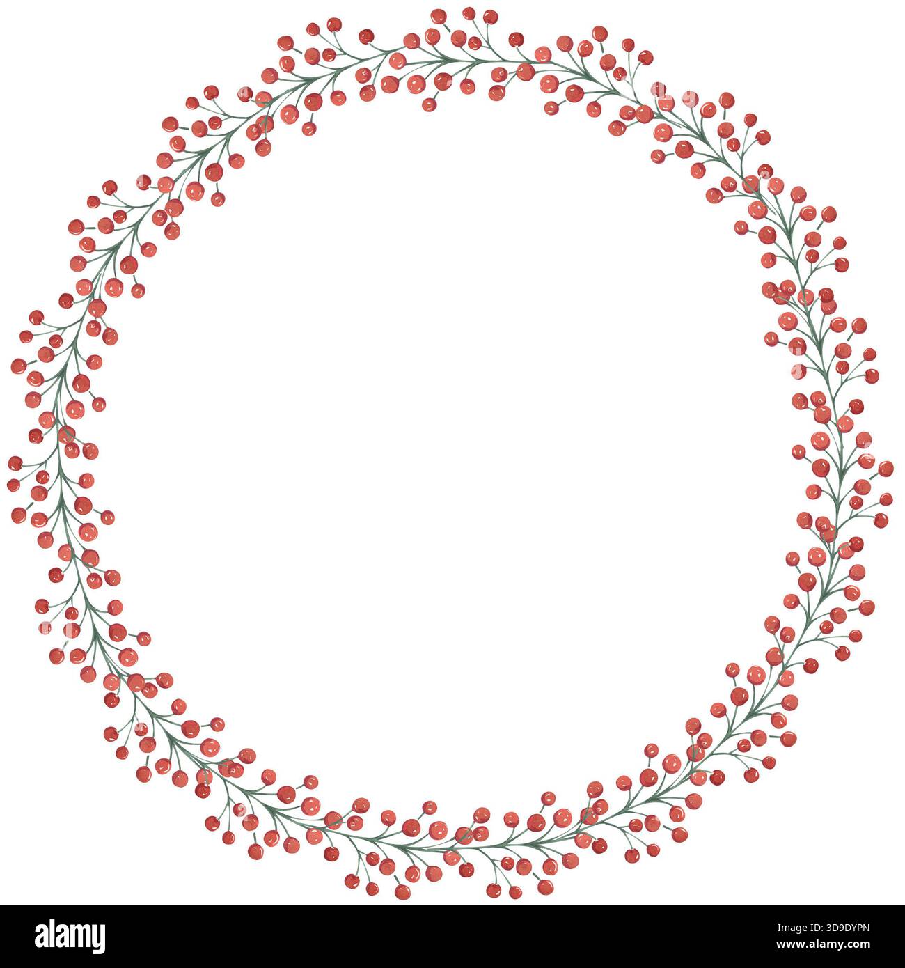 christmas wreath made of thin branches with many red berries forming a ...